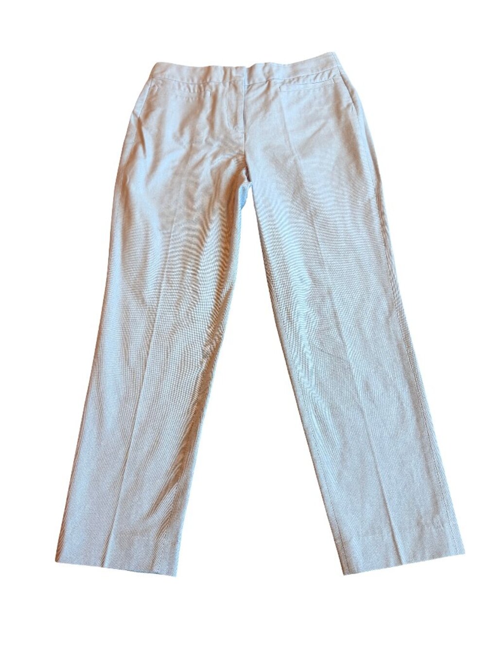 J. Crew Blue Straight Leg Cotton Trousers Flat Front Pants Classic Size 6 Womens